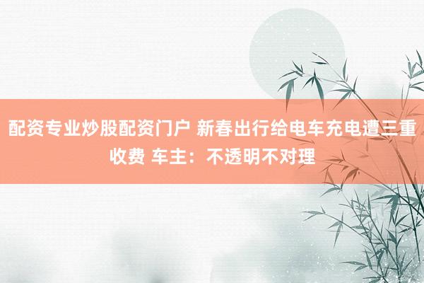 配资专业炒股配资门户 新春出行给电车充电遭三重收费 车主：不透明不对理