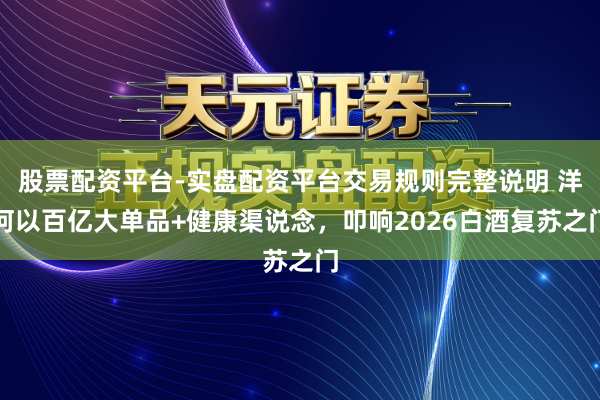股票配资平台-实盘配资平台交易规则完整说明 洋河以百亿大单品+健康渠说念，叩响2026白酒复苏之门