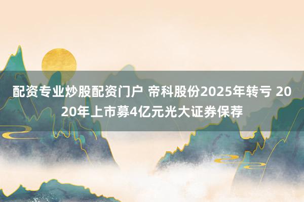 配资专业炒股配资门户 帝科股份2025年转亏 2020年上市募4亿元光大证券保荐